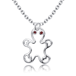  Gingerbread Man Cookie Shape  Silver Necklace SPE-5232